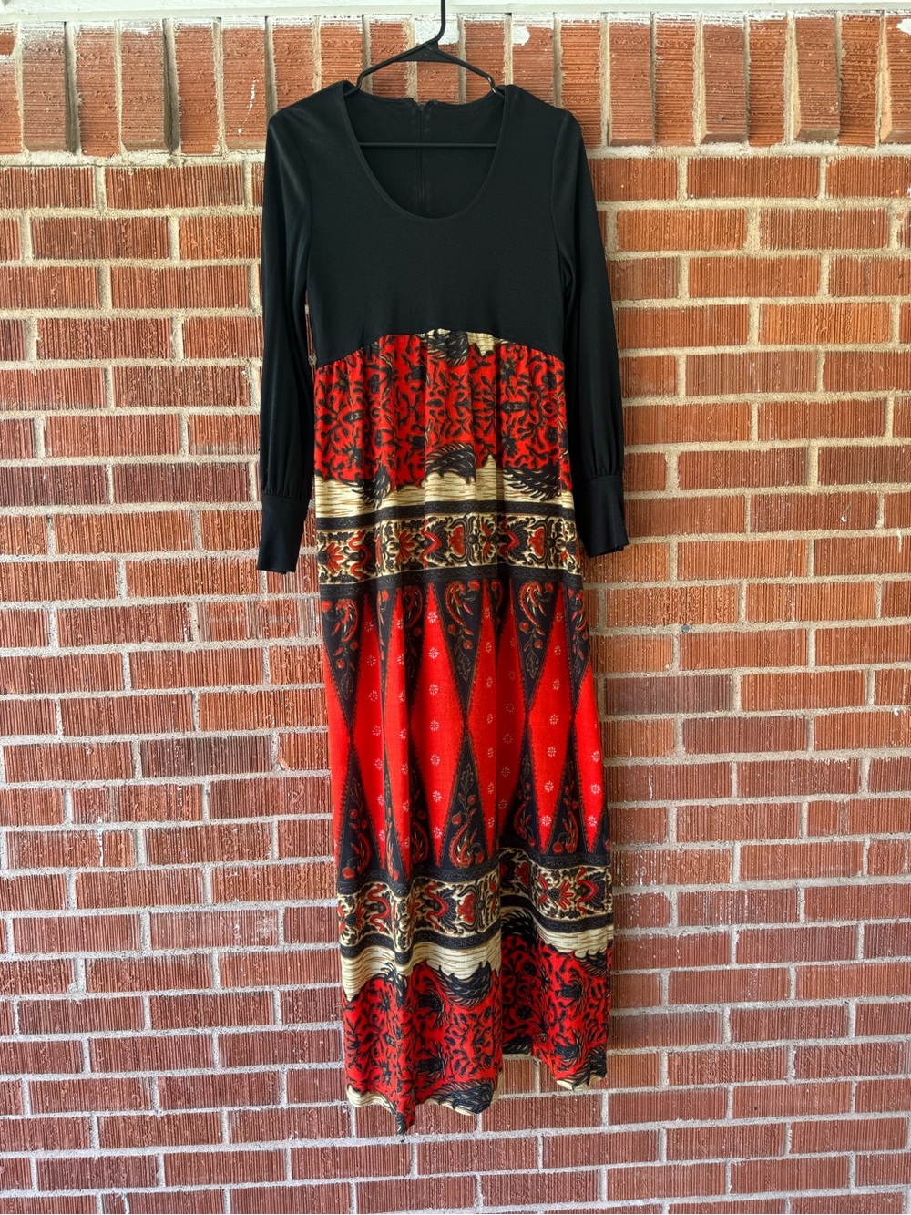 Vintage 60s/70s handmade long sleeve floral printed maxi dress